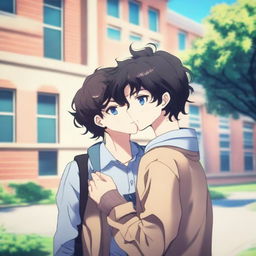 A heartwarming scene featuring two high school boys in love