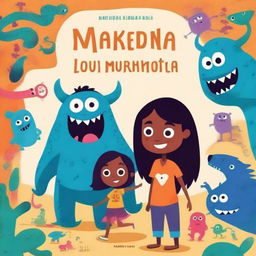 Create a book cover featuring a girl and some monsters along with her uncle