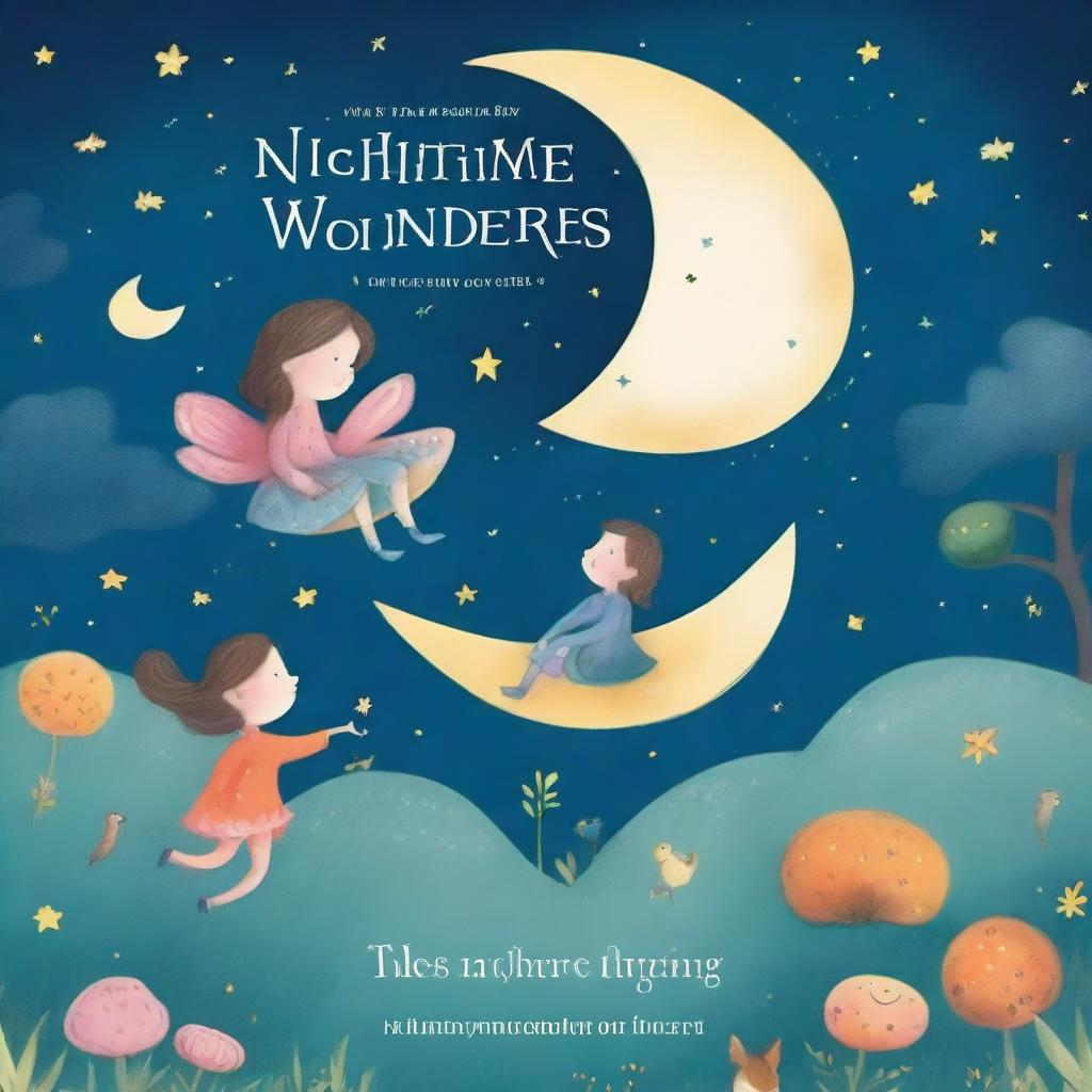 A children's bedtime story book cover with the title 'Nighttime Wonders: A Treasury of Bedtime Stories'