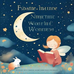 A children's bedtime story book cover with the title 'Nighttime Wonders: A Treasury of Bedtime Stories'