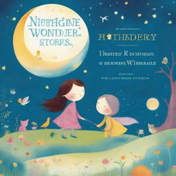 A children's bedtime story book cover with the title 'Nighttime Wonders: A Treasury of Bedtime Stories'