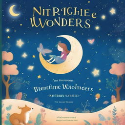 A children's bedtime story book cover with the title 'Nighttime Wonders: A Treasury of Bedtime Stories'