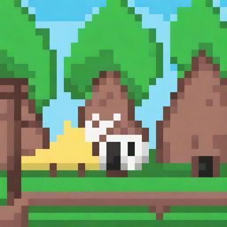 A charming Ukrainian village depicted in 32x32 pixel art style