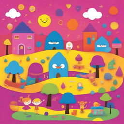 Create a vibrant and playful background for a children's activity book cover