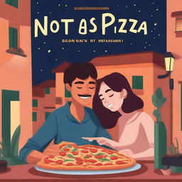 A romantic couple enjoying pizza at a cozy pizzeria at night