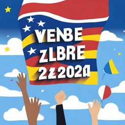 An inspiring and patriotic image with the text 'Venezuela Libre 2024' prominently displayed