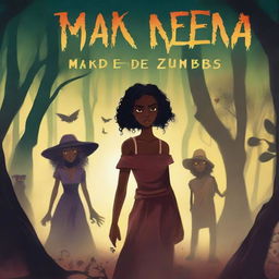 Create a book cover titled 'MAKENDA E OS ZUMBIS'