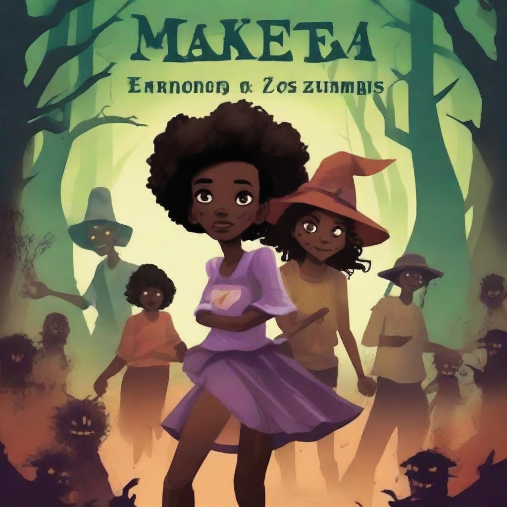 Create a book cover titled 'MAKENDA E OS ZUMBIS'