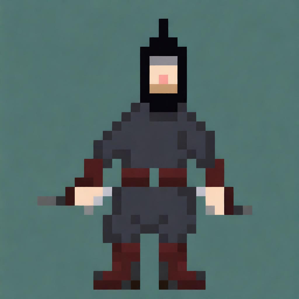 Create a 32x32 pixel art image of a traditional Cossack warrior