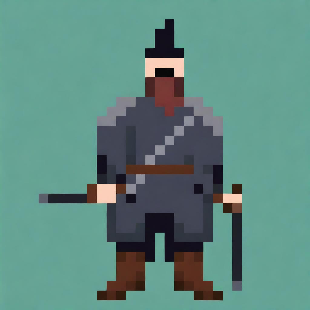 Create a 32x32 pixel art image of a traditional Cossack warrior