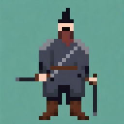 Create a 32x32 pixel art image of a traditional Cossack warrior