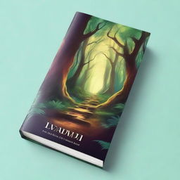 A captivating paperback book cover featuring a mysterious forest with a path leading to a hidden ancient temple