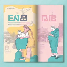 Create a unique and plagiarism-free cover with beautiful colors and original drawings featuring pregnant women, sick individuals, disabled persons, and retirees