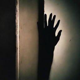 A horror movie poster featuring a hand coming out of a dark closet