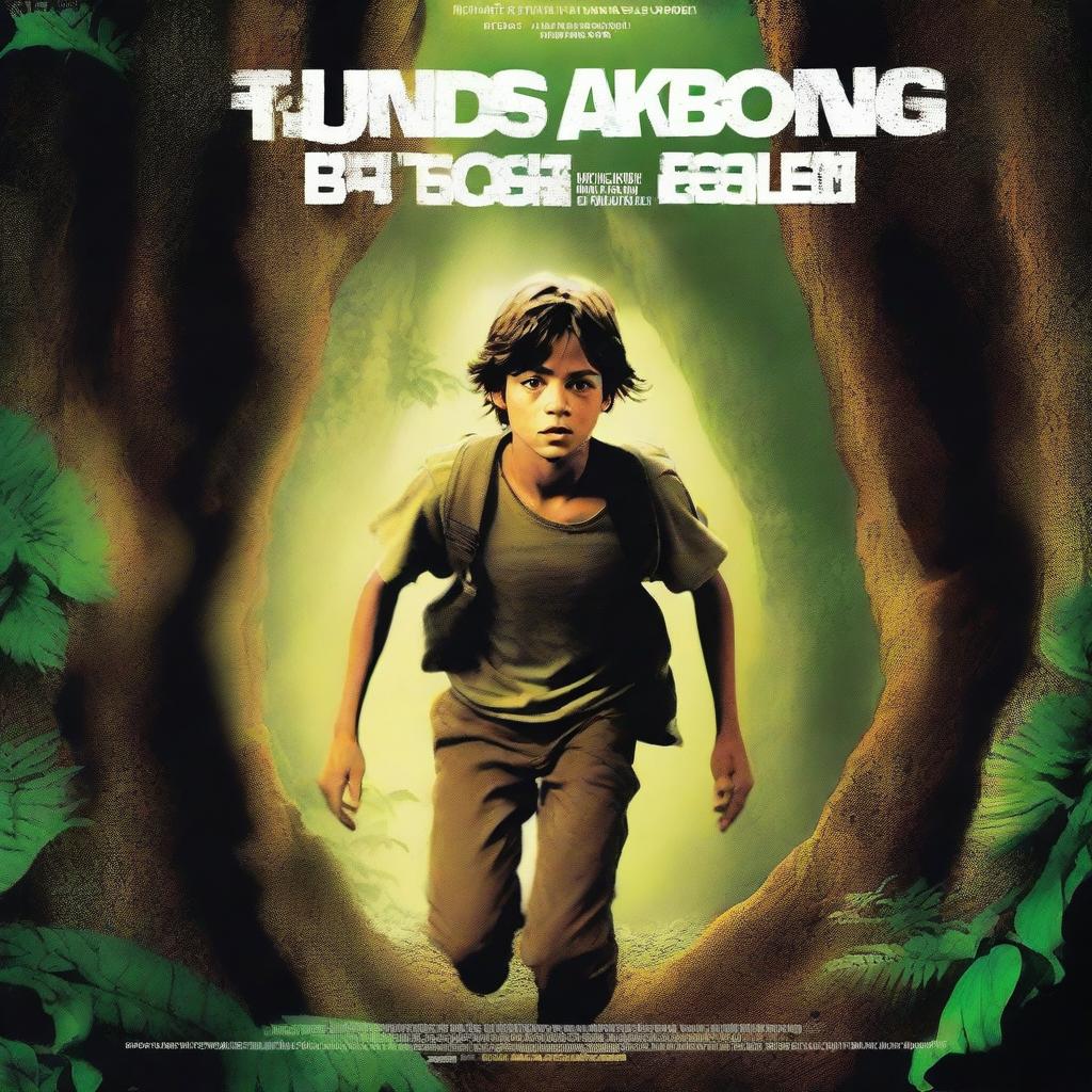 A movie poster titled 'Tunde's Awakening' showing a young guy being chased through a dense bush