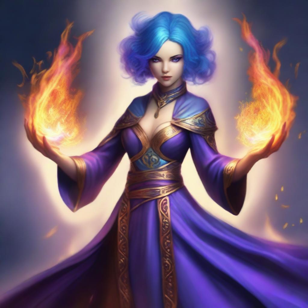 Create a detailed image of a female Kalashtar sorcerer