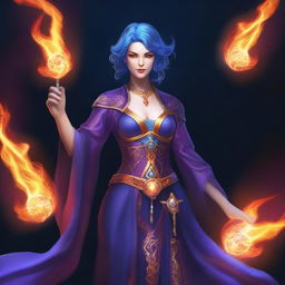 Create a detailed image of a female Kalashtar sorcerer