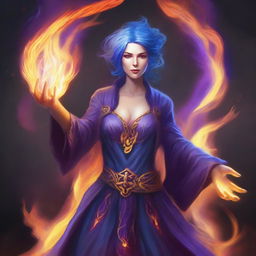 Create a detailed image of a female Kalashtar sorcerer