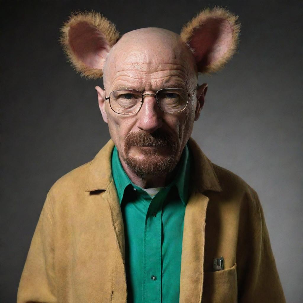 An alternate universe representation of Walter White from Breaking Bad, envisioned as a furry character. His new look maintains his recognizable traits but combines them with anthropomorphic animal features.