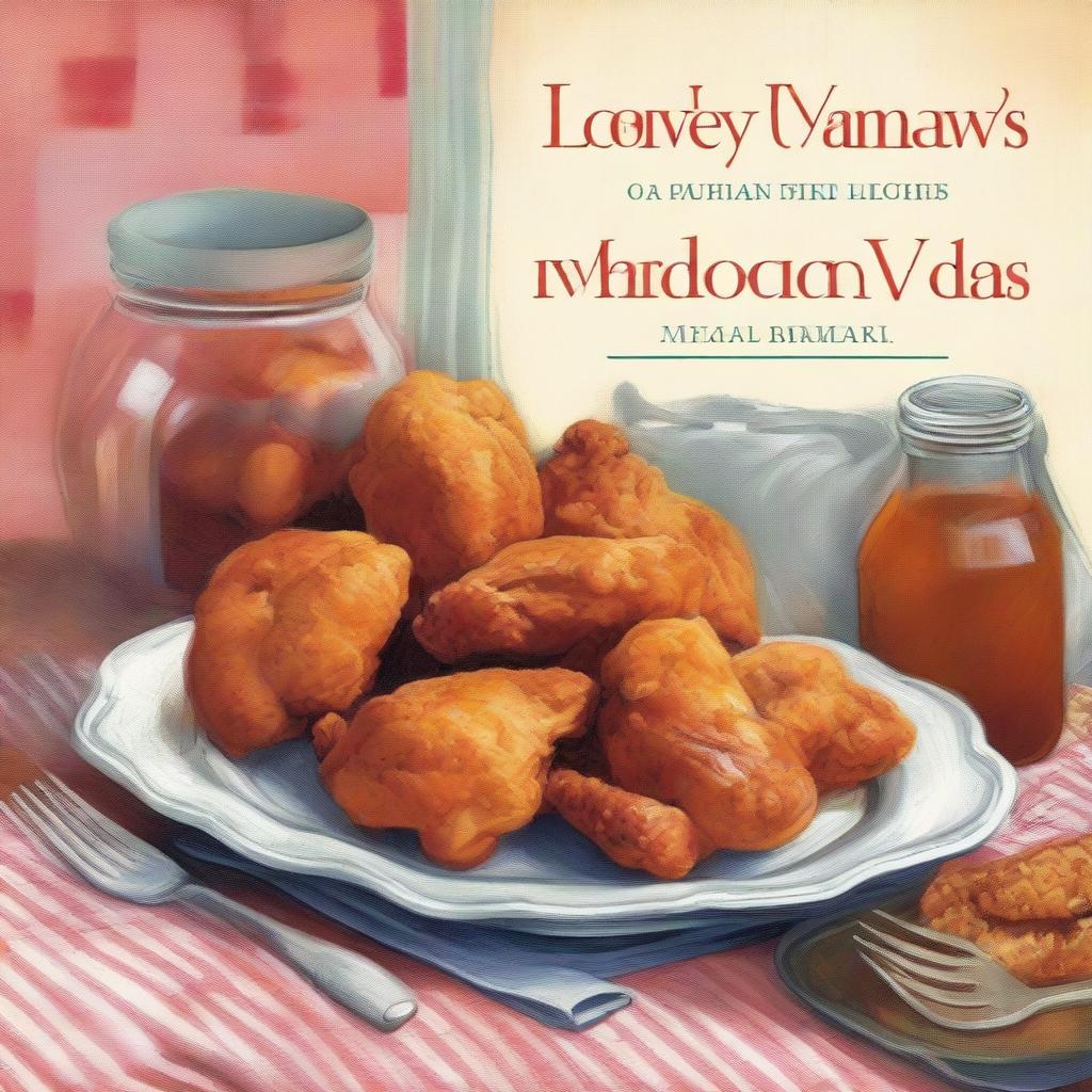 Create a southern cookbook cover with the title 'Lovey and Mamaw's Best Loved Recipes and Meal Ideas'