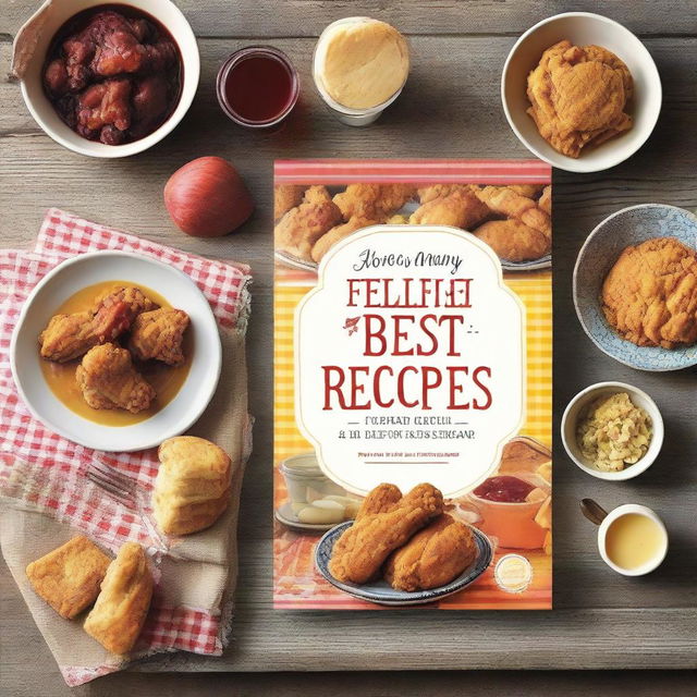 Create a southern cookbook cover with the title 'Lovey and Mamaw's Best Loved Recipes and Meal Ideas'