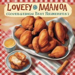 Create a southern cookbook cover with the title 'Lovey and Mamaw's Best Loved Recipes and Meal Ideas'