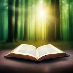 Create a captivating book cover featuring an open book with magical, glowing pages