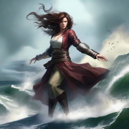 Create an image of a Wuthering Waves resonator, a female character who uses a gauntlet