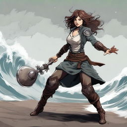 Create an image of a Wuthering Waves resonator, a female character who uses a gauntlet