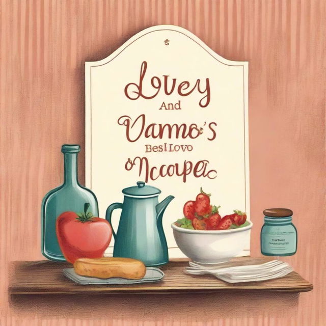 Create a charming book cover with the title 'Lovey and Mamaw's Best Loved Recipes and Mean Ideas'