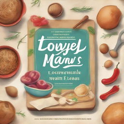 Create a charming book cover with the title 'Lovey and Mamaw's Best Loved Recipes and Mean Ideas'