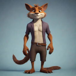 A stylized anthropomorphic animal character, typically known as a 'furry'. This character features human-like qualities, including expressions, speech, and upright stance, blended with the unique traits of an animal.