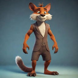 A stylized anthropomorphic animal character, typically known as a 'furry'. This character features human-like qualities, including expressions, speech, and upright stance, blended with the unique traits of an animal.