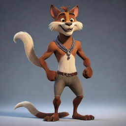 A stylized anthropomorphic animal character, typically known as a 'furry'. This character features human-like qualities, including expressions, speech, and upright stance, blended with the unique traits of an animal.