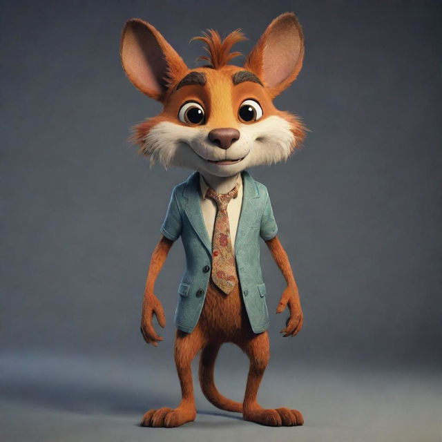 A stylized anthropomorphic animal character, typically known as a 'furry'. This character features human-like qualities, including expressions, speech, and upright stance, blended with the unique traits of an animal.