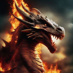 A cinematic movie poster featuring a fire-breathing dragon