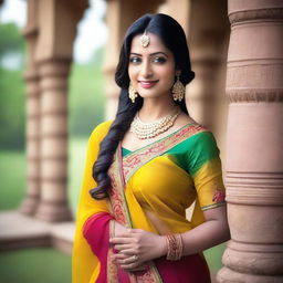 A beautiful Indian woman in traditional attire, showcasing the elegance and cultural richness of India