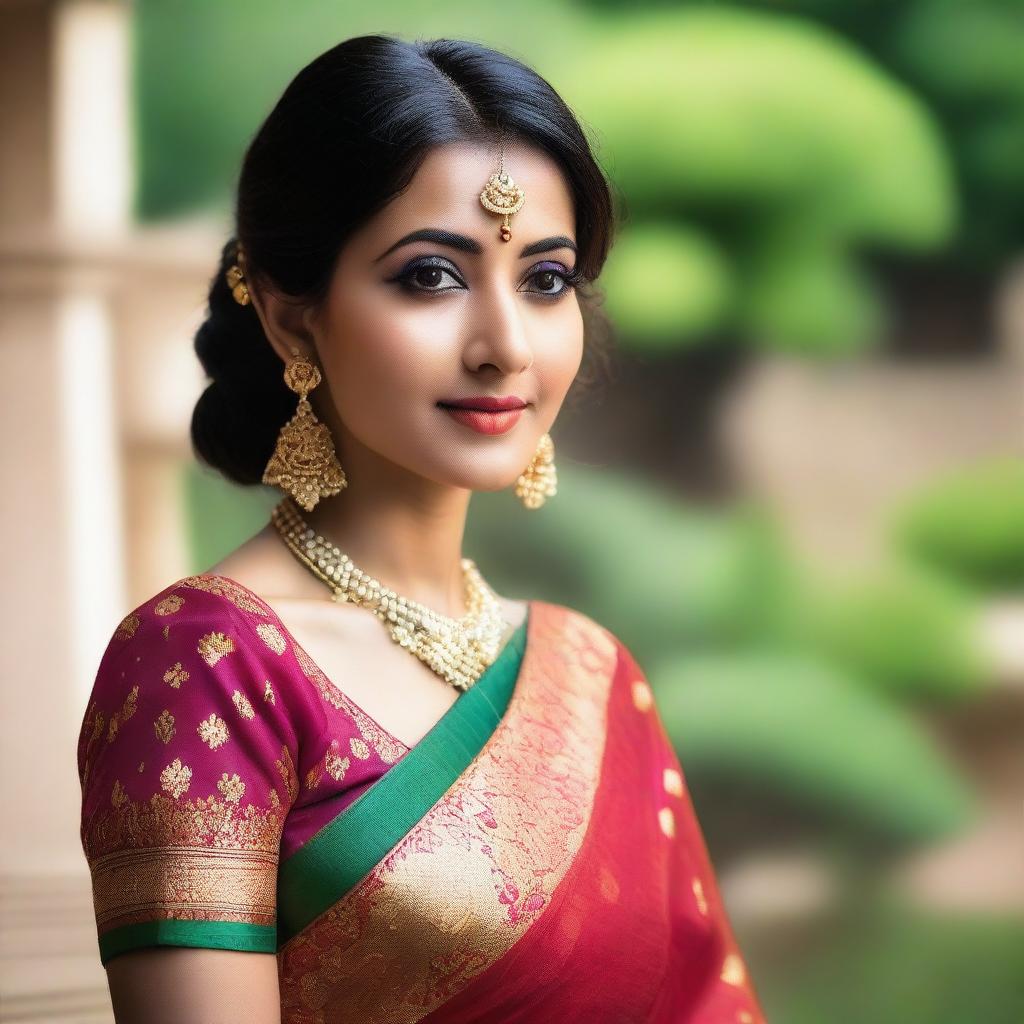 A beautiful Indian woman in traditional attire, showcasing the elegance and cultural richness of India