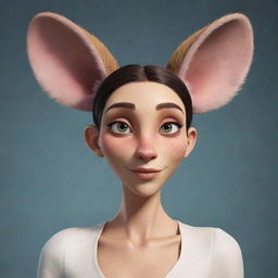 An anthropomorphic female 'furry' character distinguished by her unusually large ears. This character combines human features with those of an animal, her feminine features accentuated in the design.