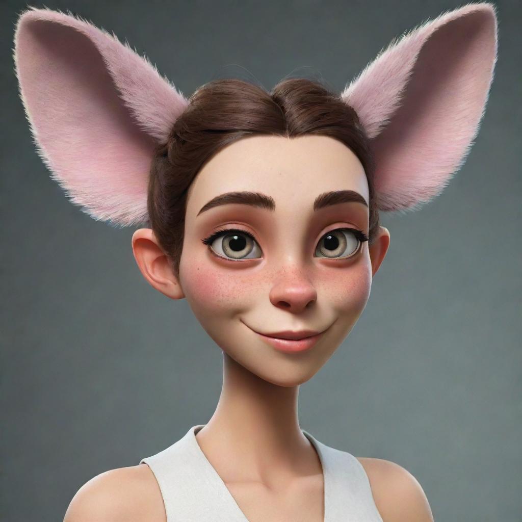 An anthropomorphic female 'furry' character distinguished by her unusually large ears. This character combines human features with those of an animal, her feminine features accentuated in the design.