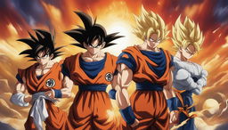 Create a banner wallpaper combining Dragon Ball Z and Death Note themes, featuring swirling clouds, Dragon Balls, Shinigami eyes, and characters like Goku and Light Yagami in an epic confrontation