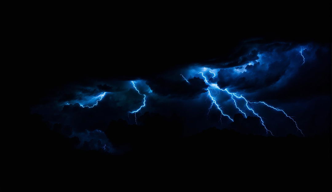 A dramatic banner wallpaper featuring dark storm clouds and vivid lightning bolts illuminating the sky, creating a sense of awe and the raw power of nature