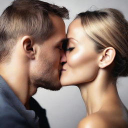 A detailed and realistic image of Bar Refaeli sharing a kiss