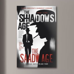 Create a book cover for a mystery thriller titled 'The Shadow's Age' by Anurag Tiwari, featuring dark, shadowy elements, a detective or mysterious figure, a ballet dancer, and the name of the writer prominently displayed