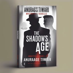 Create a book cover for a mystery thriller titled 'The Shadow's Age' by Anurag Tiwari, featuring dark, shadowy elements, a detective or mysterious figure, a ballet dancer, and the name of the writer prominently displayed