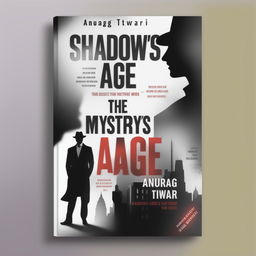 Create a book cover for a mystery thriller titled 'The Shadow's Age' by Anurag Tiwari, featuring dark, shadowy elements, a detective or mysterious figure, a ballet dancer, and the name of the writer prominently displayed