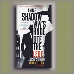 Design a mysterious book cover for 'The Shadow's Edge' by Anurag Tiwari, featuring a dark figure with glowing eyes, a night cityscape, and the tagline: 'Shadows hide but also reveal the truth