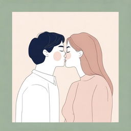 A minimalistic illustration of two people sharing a gentle kiss