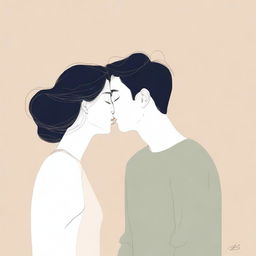 A minimalistic illustration of two people sharing a gentle kiss