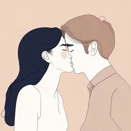 A minimalistic illustration of two people sharing a gentle kiss